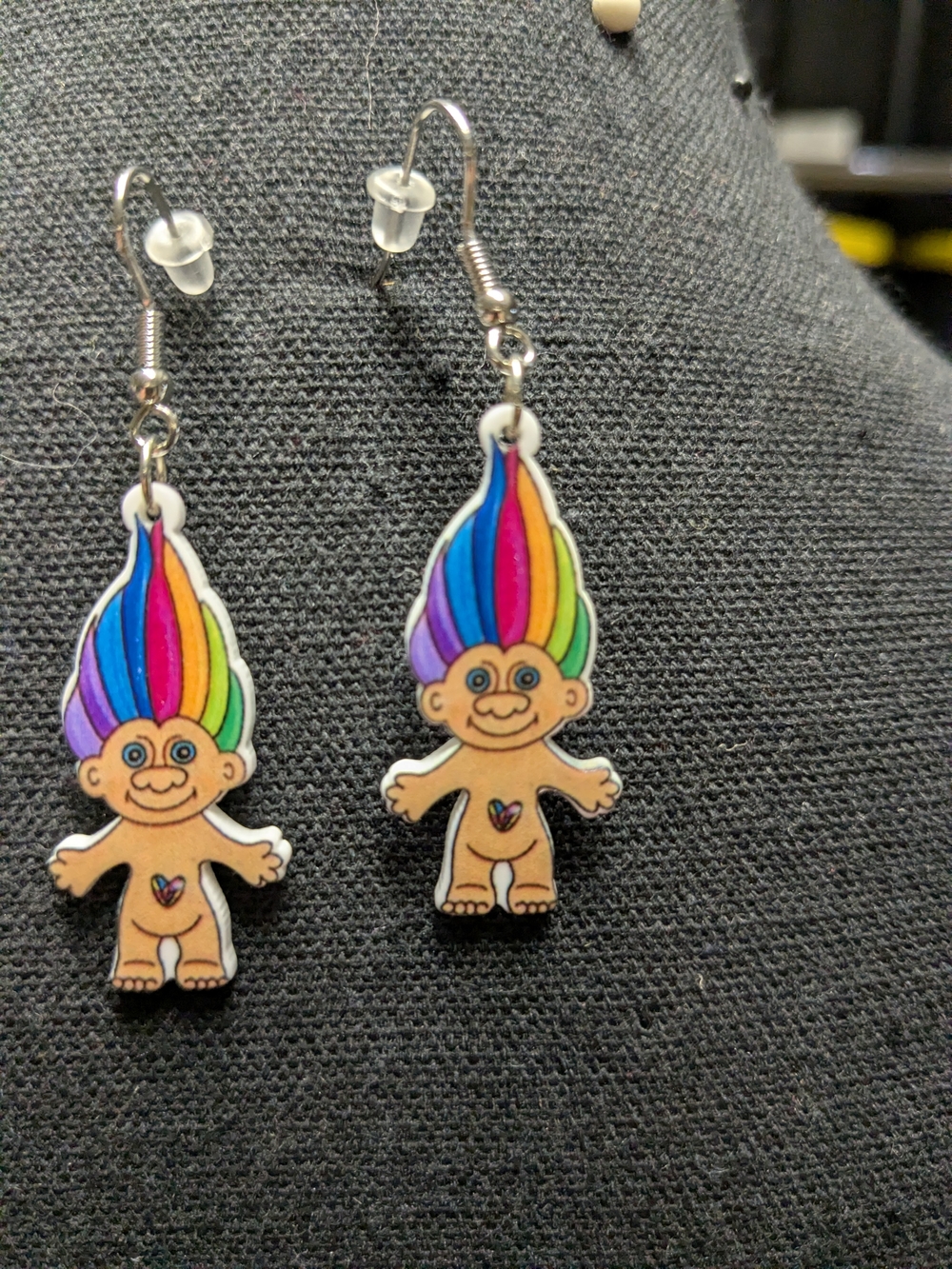 Rainbow Troll Doll Earrings - Colorful Vintage-Inspired Dangle